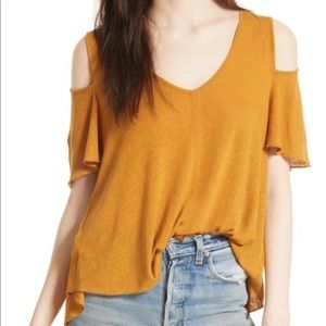 *not for sale*Free People mustard cold shoulder tee